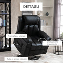 Poltrona Alzapersona Elettrica 1 Motore 96x93x105 cm  in Similpelle Nera