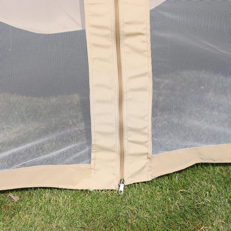 Dondolo da Giardino 3 Posti con Gazebo e Zanzariera 206x119x207 cm  Beige