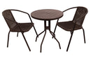 Set Tavolino e 2 Sedie da Giardino in Metallo e Plastica Marrone Scuro