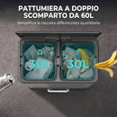 Pattumiera a Pedale 2x30 L 52,5x37,5x66 cm con Secchi Estraibili e Coperchio Soft-Close in Acciaio Inox Argento      