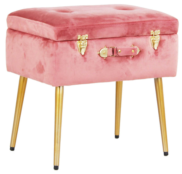 Pouf Valigetta 51x37x51 cm in Velluto Rosa acquista