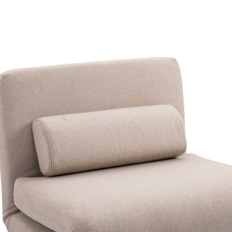 Poltrona Letto Singolo Trasformabile 75x70x75 cm in Tessuto  Beige