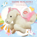 Dondolo per Bambini in Legno Cavallo in Peluche   Bianco e Rosa