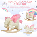 Dondolo per Bambini in Legno Cavallo in Peluche   Bianco e Rosa