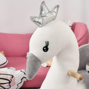 Dondolo per Bambini in Legno Cigno in Peluche   Bianco e Grigio