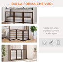 Cancelletto di Sicurezza Pieghevole per Animali Domestici 185x36x71 cm in Legno  Marrone