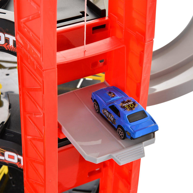 Pista da Corsa Garage Giocattolo per Bambini con Elicottero 