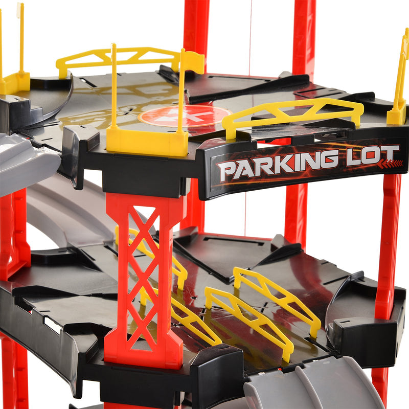 Pista da Corsa Garage Giocattolo per Bambini con Elicottero 