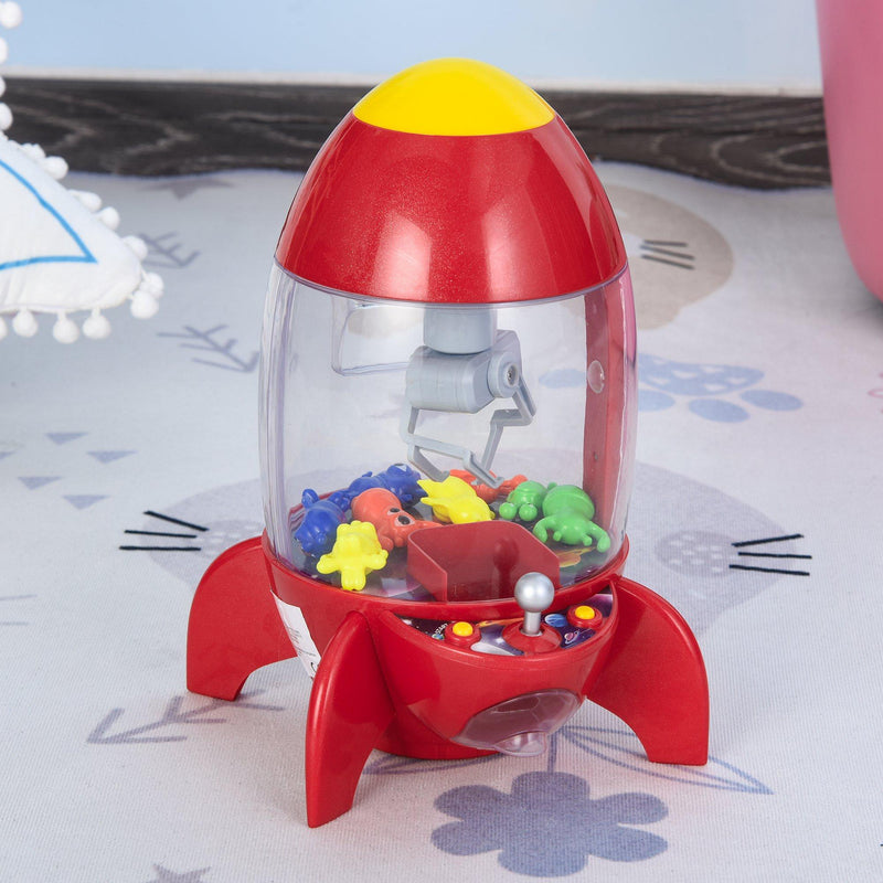 Macchinetta Pesca Pupazzi a Forma di Razzo 20x19x30 cm con Luci e Suoni  Rossa