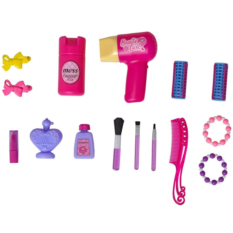 Postazione Trucco Specchiera Giocattolo per Bambini con Sgabello   Rosa