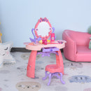Postazione Trucco Specchiera Giocattolo per Bambini con Sgabello   Rosa
