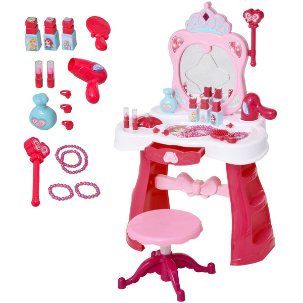 Postazione Trucco Specchiera Giocattolo per Bambini con Sgabello   Rosa e Bianco online