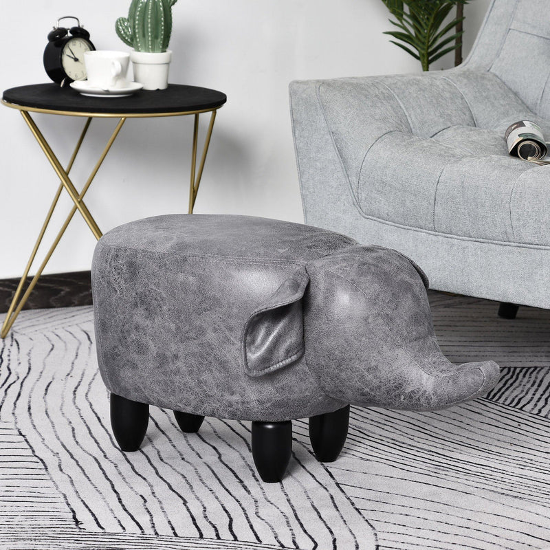 Pouf Poggiapiedi Elefante 72x35x36 cm  Grigio