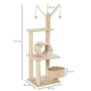 Tiragraffi Multiattività per Gatti in Legno Sisal 40x40x121 cm  Beige