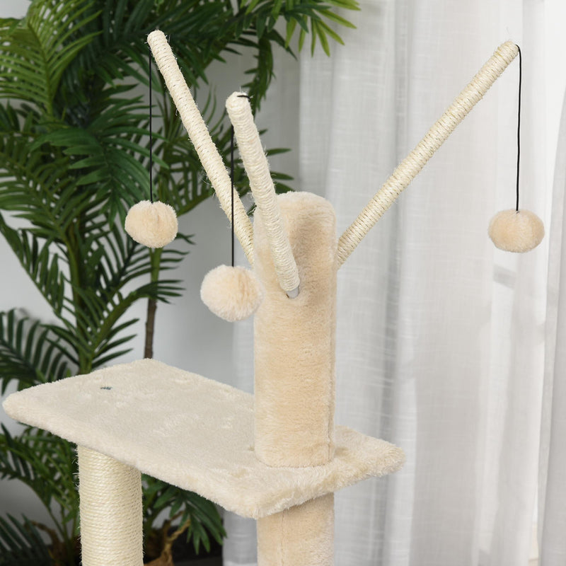 Tiragraffi Multiattività per Gatti in Legno Sisal 40x40x121 cm  Beige