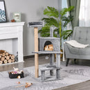 Tiragraffi con Cuccia per Gatti in Legno Sisal 50x40x112 cm  Grigio