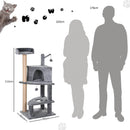 Tiragraffi con Cuccia per Gatti in Legno Sisal 50x40x112 cm  Grigio