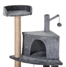 Tiragraffi con Cuccia per Gatti in Legno Sisal 50x40x112 cm  Grigio