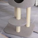 Tiragraffi con Cuccia per Gatti in Legno Sisal 45x40x148 cm  Grigio e Beige