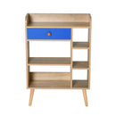 Libreria 5 Ripiani con Cassetto 60x24x86,8 cm in Truciolato  Rovere e Blu