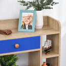 Libreria 5 Ripiani con Cassetto 60x24x86,8 cm in Truciolato  Rovere e Blu