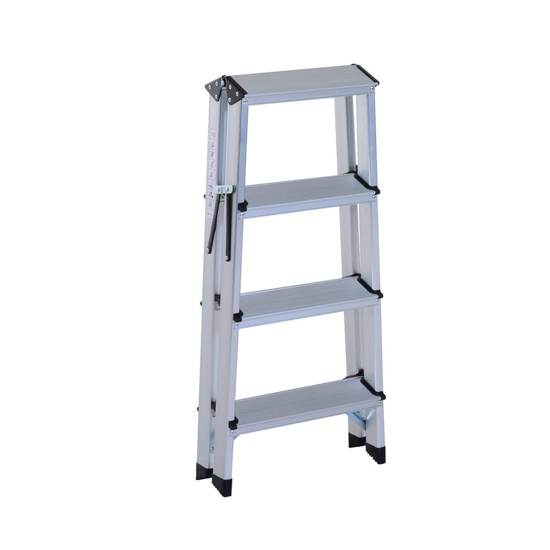 Scaletta Pieghevole in Alluminio 4 Gradini   Silver