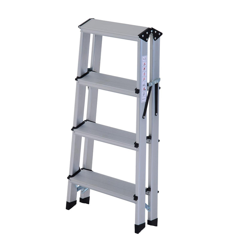 Scaletta Pieghevole in Alluminio 4 Gradini   Silver