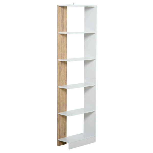 Libreria 5 Ripiani 45x21x170 cm  Bianco e Rovere sconto