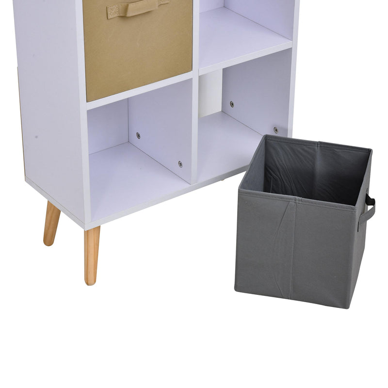 Armadietto Libreria 8 Ripiani 4 Cassetti Pieghevoli 54,5x24x122,5 cm  Bianco