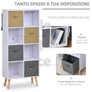 Armadietto Libreria 8 Ripiani 4 Cassetti Pieghevoli 54,5x24x122,5 cm  Bianco