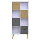 Armadietto Libreria 8 Ripiani 4 Cassetti Pieghevoli 54,5x24x122,5 cm  Bianco