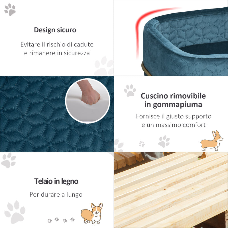 Cuccia Rialzata per Gatti e Cani 63,5x43x24,5 cm  Blu