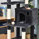 Tiragraffi con 2 Cuccie Amaca e Giochi per Gatti 49x49x155 cm in Peluche Sisal  Grigio Scuro