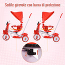 Triciclo Passeggino con Seggiolino Reversibile per Bambini   Rosso