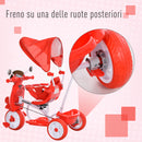 Triciclo Passeggino con Seggiolino Reversibile per Bambini   Rosso