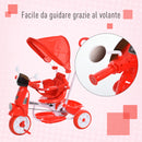 Triciclo Passeggino con Seggiolino Reversibile per Bambini   Rosso