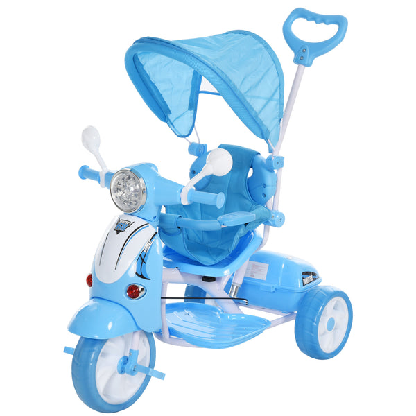 Triciclo Passeggino con Seggiolino Reversibile per Bambini Blu