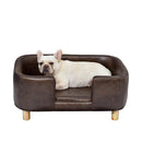 Cuccia Rialzata per Gatti e Cani 74x48,5x31 cm in Similpelle  Marrone Scuro