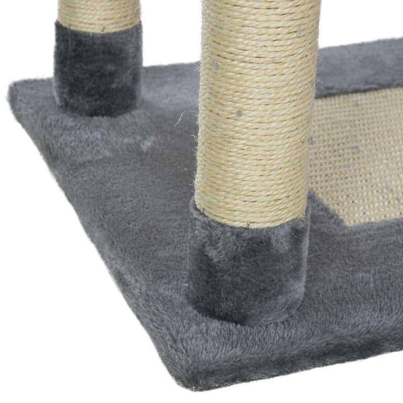 Tiragraffi con Cuccia e Cestino sospeso per Gatti 60x45x134 cm in Peluche Sisal  Grigio