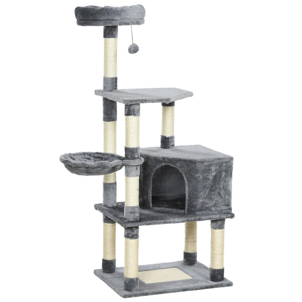 Tiragraffi con Cuccia e Cestino sospeso per Gatti 60x45x134 cm in Peluche Sisal  Grigio prezzo