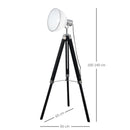 Lampada da Terra Tripode in Legno con Paralume in Acciaio 65x65x100-140 cm E27  Nera