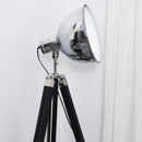 Lampada da Terra Tripode in Legno con Paralume in Acciaio 65x65x100-140 cm E27  Nera