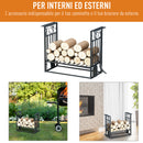 Portalegna Legnaia 75x30x60 cm in Acciaio con Attrezzi  Nero