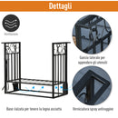 Portalegna Legnaia 75x30x60 cm in Acciaio con Attrezzi  Nero