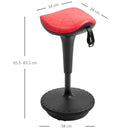 Sgabello con Seduta a Sella di Cavallo 38x38x65,5-83,5 cm  Rossa