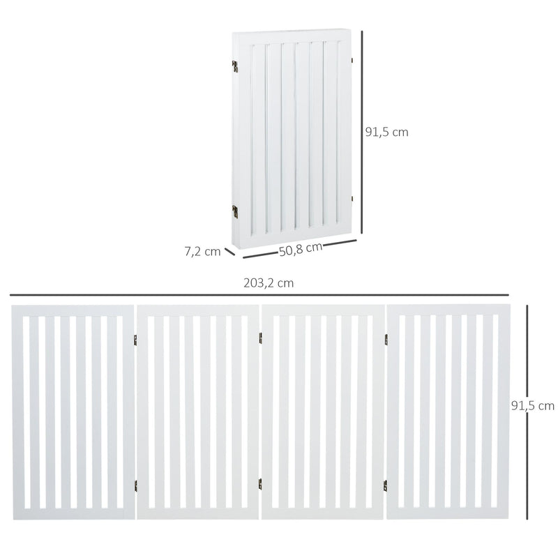 Cancelletto di Sicurezza Pieghevole per Animali Domestici 203,2x1,8x91 cm in Legno  Bianco
