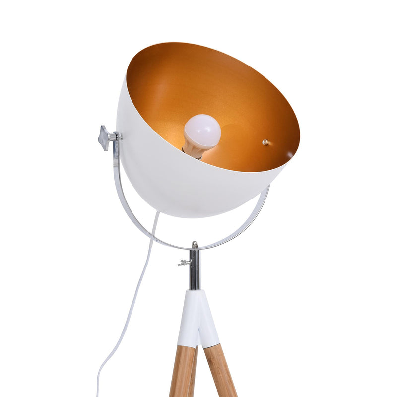 Lampada da Terra Tripode in Legno con Paralume in Metallo 70x70x170 cm E27 