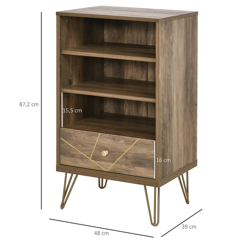 Scaffale Libreria 3 Ripiani 1 Cassetto 48x39x87,2 cm in Truciolare  Marrone