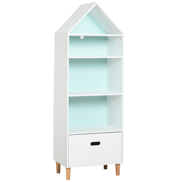online Libreria 4 Ripiani 1 Cassetto 50x30x142 cm Bianco e Azzurro