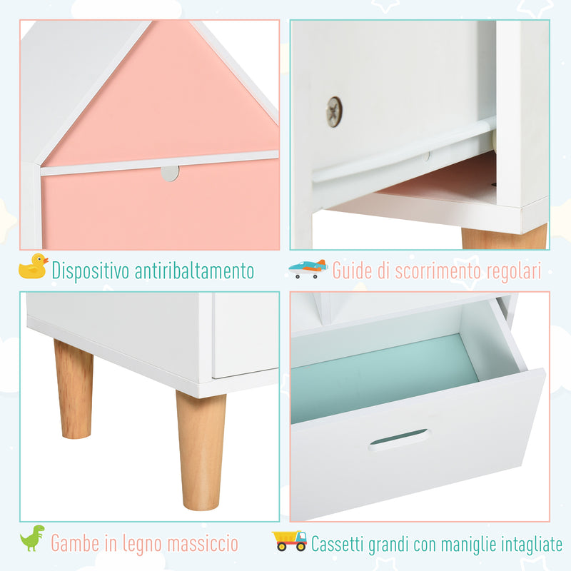 Libreria 4 Ripiani 1 Cassetto 50x30x142 cm  Bianco e Azzurro